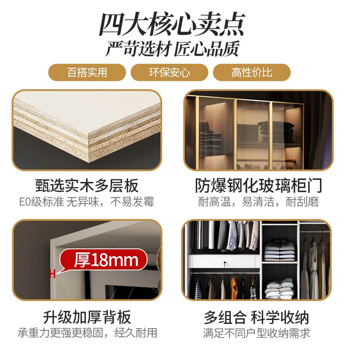 Light extravagance modern simple wardrobe dressing table integrated glass cabinet door multi-function cloakroom household bedroo