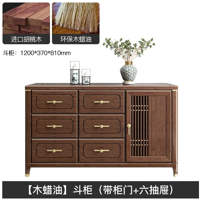 New Chinese solid wood cupboards walnut sideboards bedroom drawers storage cabinets six cupboards living room cabinets lockers