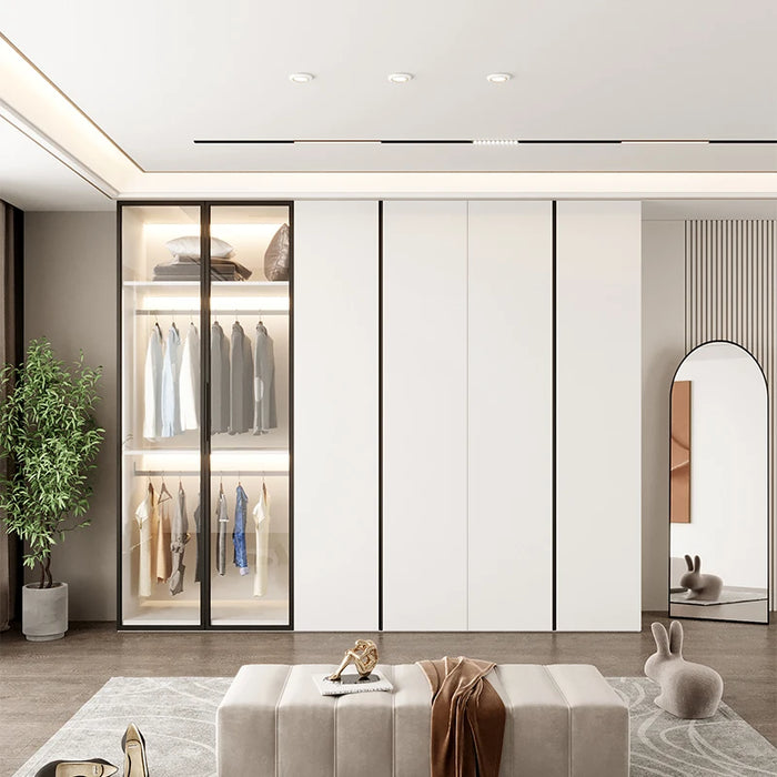 wardrobe with top-notch modern minimalist furniture, home bedroom, all solid wood, customized sliding door, storage