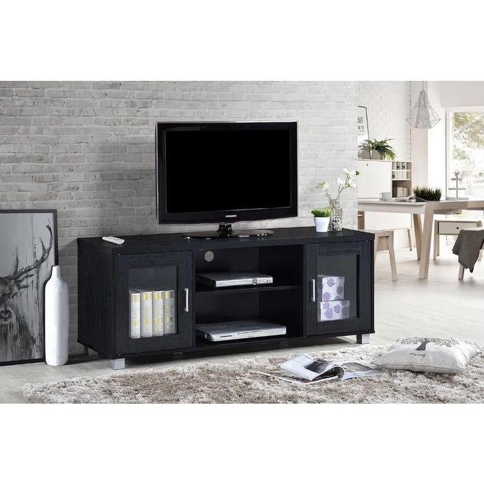TV cabinet Open Storage 3-in-1 Panel TVs Stand for up to 65"Charcoal home furniture stand modern TVes stand Shelves,Black