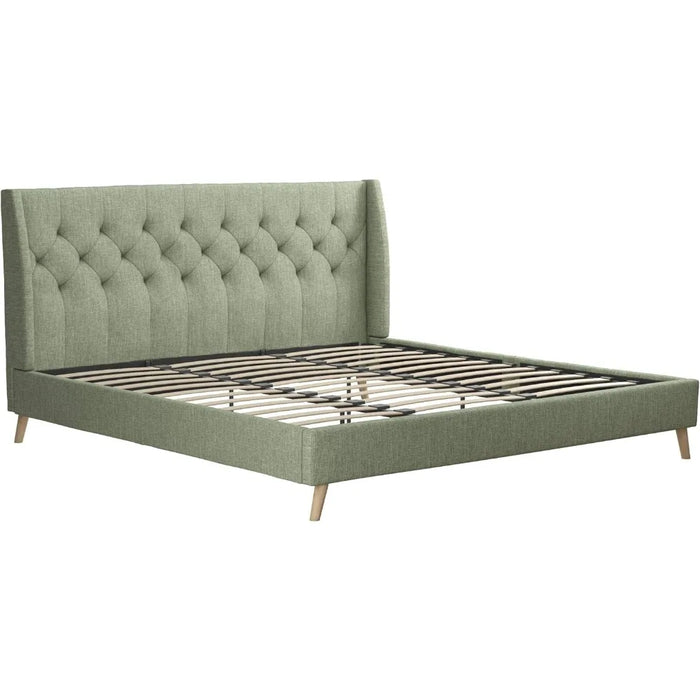 Novogratz Her Majesty Bed, King, Light Green Linen