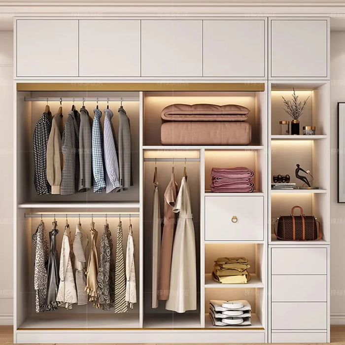 Modern Luxury Wardrobe Storage Multifuncion Wooden Bedroom Wardrobe Organizer Portable Ropero Armable De Ropa Room Furniture