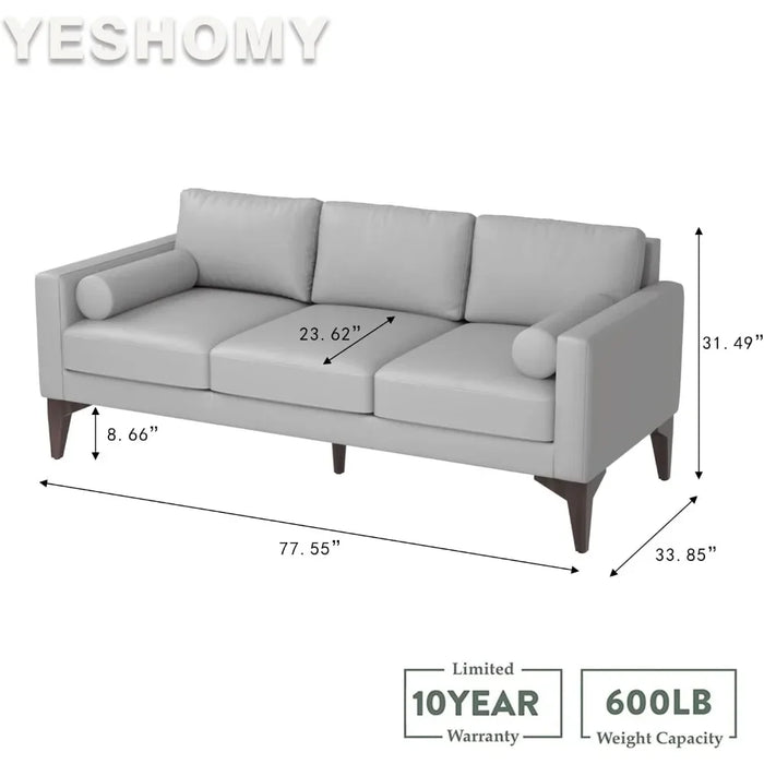 Upholstered Modern Living Room Sofa, Two-seater Sofa with Sturdy Wooden Feet, No Assembly Required