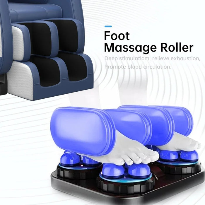 2022 New Massage Chair Recliner with Zero Gravity, Full Body Air Pressure, Heat and Foot Roller Included, Blue