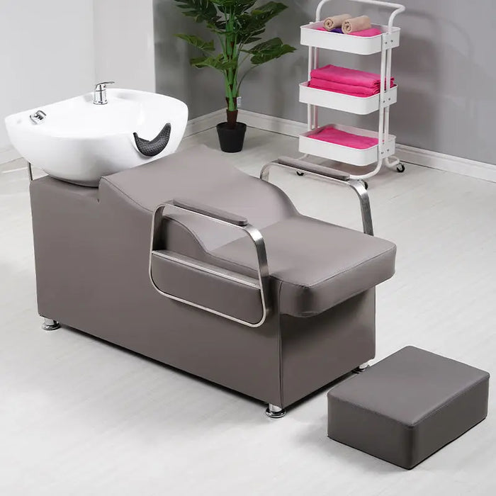 Hot Sale Color Custom Hair Salon Comfortable Lying Massage Furniture Washing Bed Shampoo Chair With Bowl