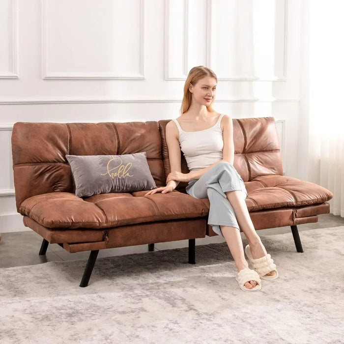 Opoiar Futon Sofa Bed,Lounge Memory Foam Sleeper Couch Room Convertible Studio Apartment,Dorm,Home Office 71×33×31.5IN, Brown