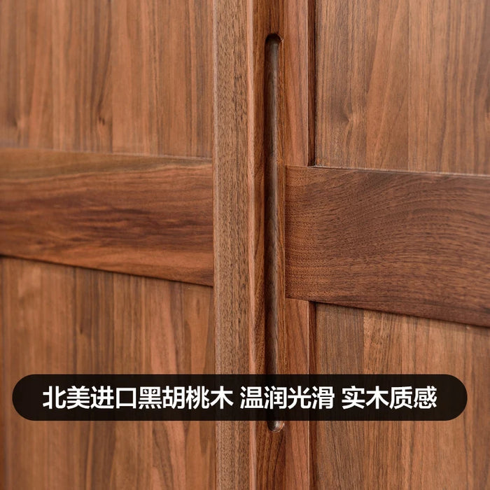 North American black walnut two-door wardrobe Italian minimalist all solid wood large wardrobe home bedroom cabinet adult Nordic