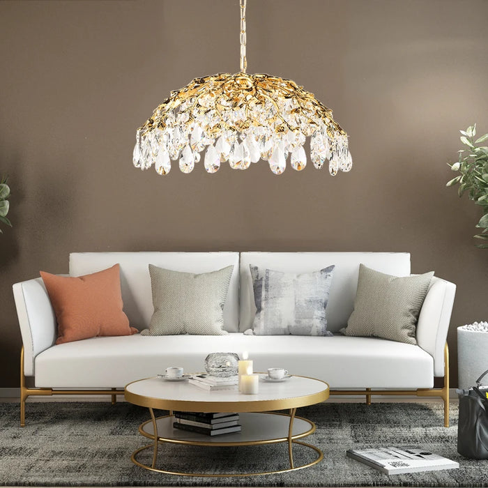 Creative Modern Branches Crystal Chandelier Restaurant Living Room Dining Table Gold Leaf Luxury Decoration Pendant Light