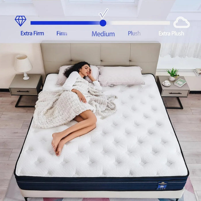 12" Queen Size Memory Foam Hybrid Mattress Box, Sports Isolated Individual Twist Coil Mattress for Back Pain Relief