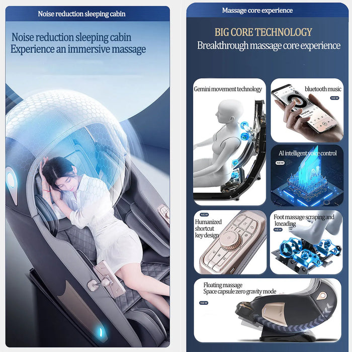 Dual-core 4D SL-Track Zero Gravity Full Body Massager Chairs Home 3D Office Electric Leg Lift Massage Sofa AI Voice Function