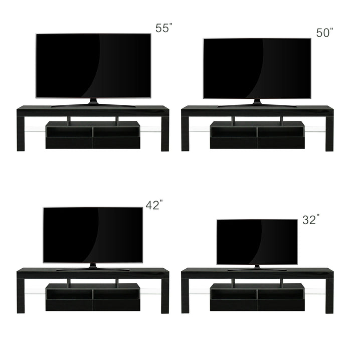 TV Stand Cabinet with 2 Drawers 2 open shelves,20-colors RGB LED lights with remote For Living Room Bed Room Furniture