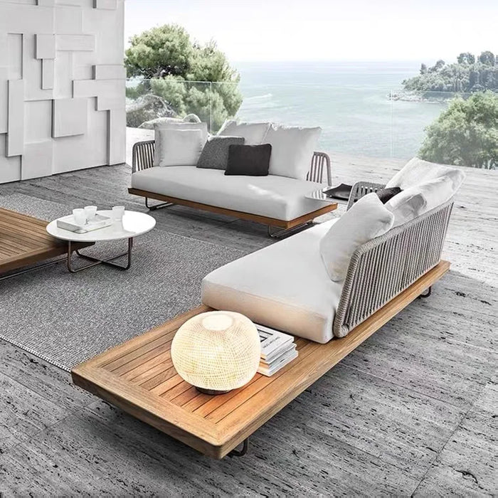 Customized outdoor sofa combination courtyard garden leisure solid wood furniture sunshine room balcony rattan lounge chair