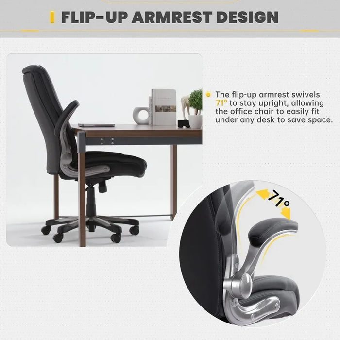 Large Heavy Duty High Back Executive Computer Office Desk Chair Flip-up Arms Wide Thick Seat for Home Office Black Gaming Gamer