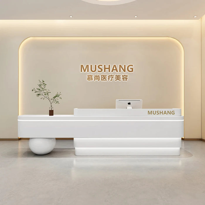 White Pulpit Reception Desks Counter Futuristic Church Club Mobile Reception Desks Standing Mostrador Recepcion Bar Furniture
