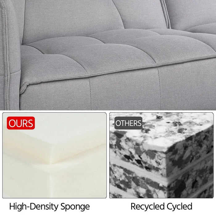 Alden Design Fabric Covered Futon Sofa Bed with Adjustable Backrest, Gray  living room furniture living room sofa furniture sofa