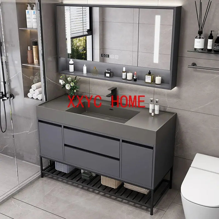 Luxury Bathroom Sink Cabinets Minimalist Modern Integrated Washbasin Smart Mirror  Bathroom Vanity Bathroom Furniture