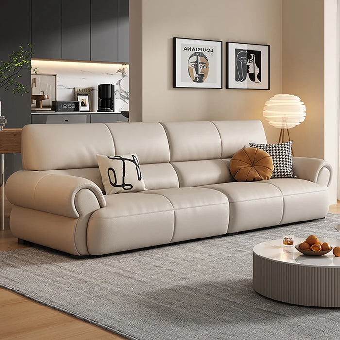 Modern simple living room furniture straight row leather sofa