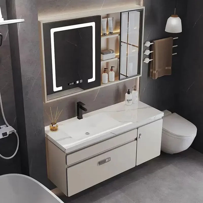 Bathroom Furniture Solid Wood Cabinet With Ceramic Integrated Sink Wash Basin With Mirror Vanity Display Muebles Home Furniture