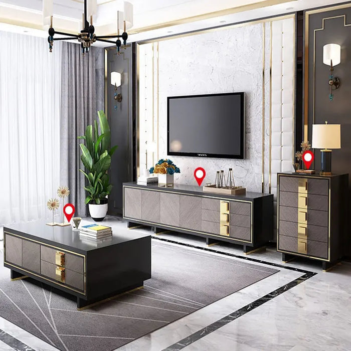 Console Light Luxury Tv Cabinet Coffee Table Combination Modern Minimalist Slate Floor Cabinet Small Living Room Furniture