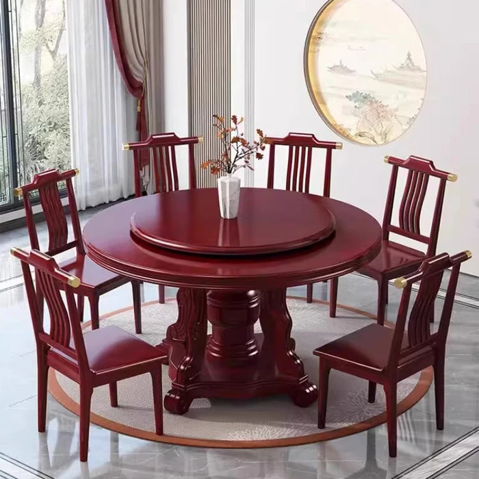 Hotel Combination Dining Tables Restaurant Turntable Eating Wooden Large Dining Tables Mesa Comedor Kitchen Furniture QF50DT