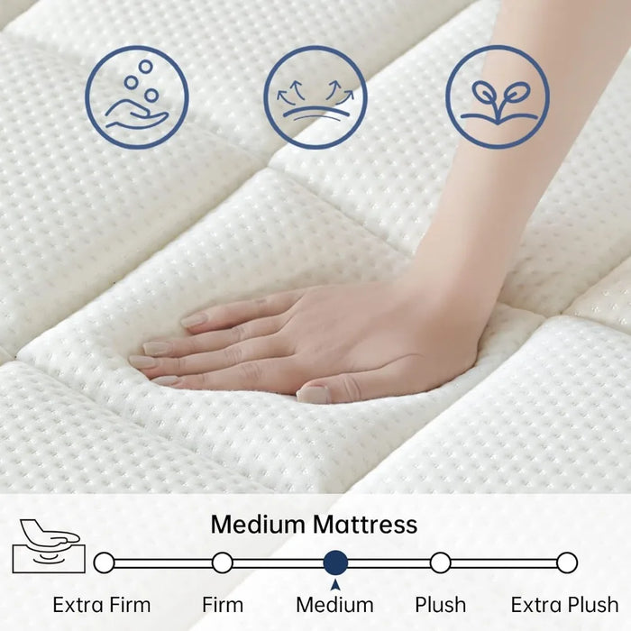12" Mattress King Size, Ultimate Motion Isolation with Gel Memory Foam and Pocket Springs, Medium Firmness Mattress