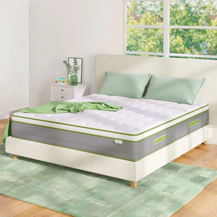 Queen Mattress, 12 Inch Hybrid Pillow Top Queen Size Mattress with Gel Memory Foam Coils Innerspring for a Peaceful Sleep