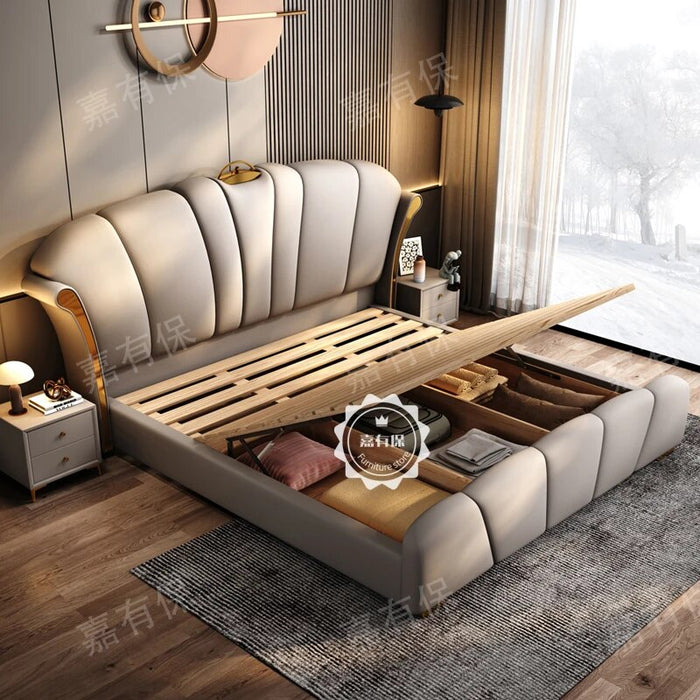 Royal European Double Bed Designer Luxury Drawers Safe Modern Twin Bed Frames Queen Storage Cama Matrimonial Bedroom Set