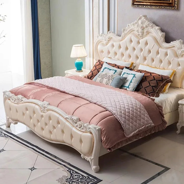 Luxury European Double Bed Royal Modern Whitr King Size Twin Double Bed Kids Sleeping Bedroom Nordic Cama Casal Household Items