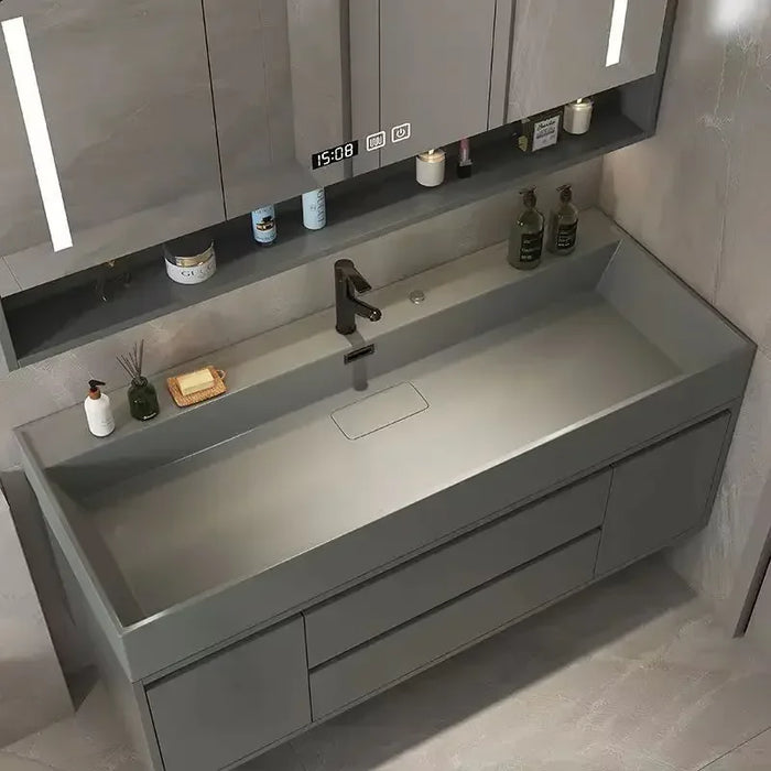 Light Luxury Nordic Bathroom Cabinet Floor Wall Slate Integrated Washbasin Bathroom Vanity Cabinet with Sink Bathroom Furniture
