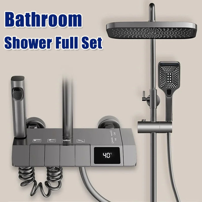 Bathroom Shower Full Set Digital LED Bathroom Shower Full Set Bathtub Shower System Rain Pressurized Hot Cold Shower Sets