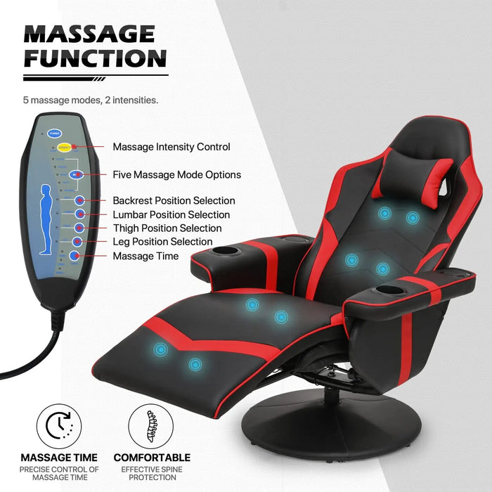 Customize Modern Red Office massage Chair Ergonomic High-Back PU Leather Audio Gaming Chair with Speakers and Cupholders