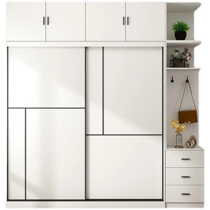 Nordic sliding door wardrobe simple modern assembly household bedroom sliding door wardrobe small family storage cabinet