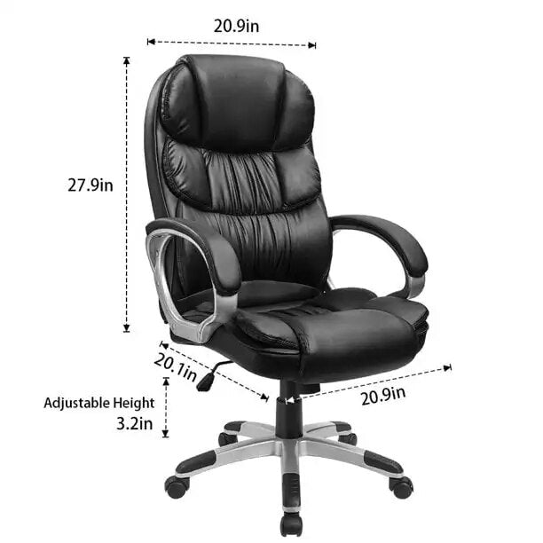 Vineego High Back Executive Chair PU Leather Business Manager’s Office Chair Adjustable Ergonomic Swivel Desk Chair with