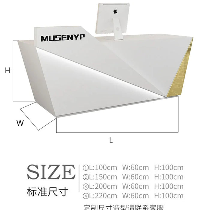 L Shaped Reception Desks Beauty Salon Luxury Office Modern Reception Desk Cashier Table White  Theke Rezeption Bar Furniture