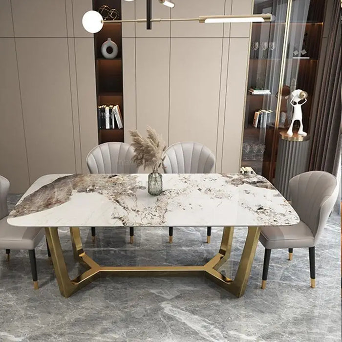 Luxury Desk Dinning Tables Sets Console Stainless Steel Marble Kitchen Wedding Dinning Tables Sets Chairs Mesa Comedor Furniture
