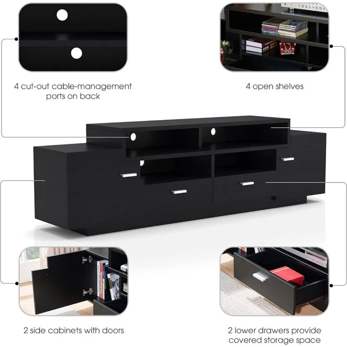 72-inch Storage TV Cabinet With 2 Drawers Home Furniture for Modern Television Tv Stand Living Room Furniture Stands Cradle Wall