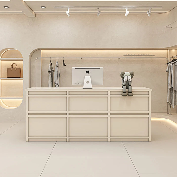 White Reception Store Counter Grocery Shop Cashier Small Luxury Front Desk Cashier Cafe Mostrador Beauty Saloon Furniture