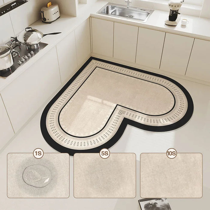 Kitchen Absorbent Pvc Floor Mats Heart Shape Carpet Non-Slip Bath Rug Pink Valentine's Day Rug Absorbs Water Diatom Mud Pad