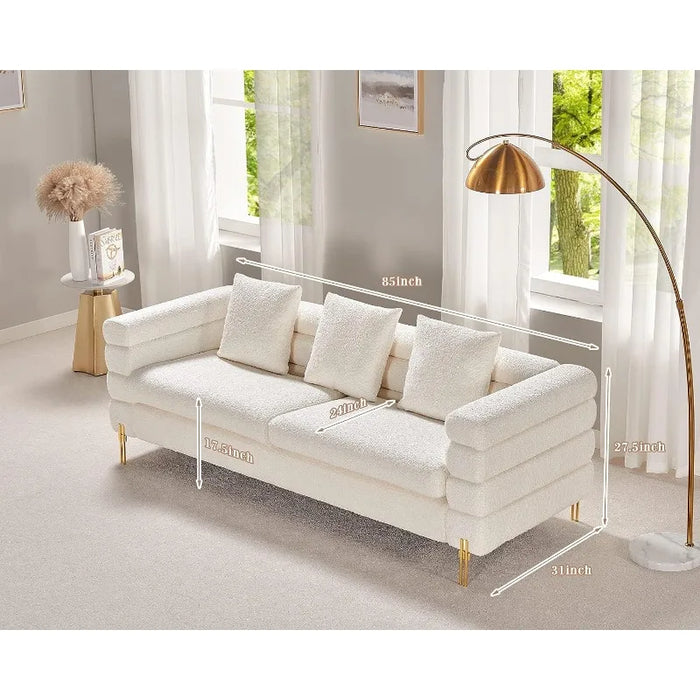 AMERLIFE Sofa, Oversized Sofa- 85 inch, 3 Seater Sofa Comfy Sofa for Living Room- White Deep Seat Sofa, Bouclé Couch