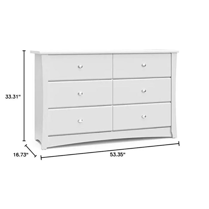 Crescent 6 Drawer Double Dresser  Kids Dresser Drawer Organizer For Nursery, Chest of Drawers