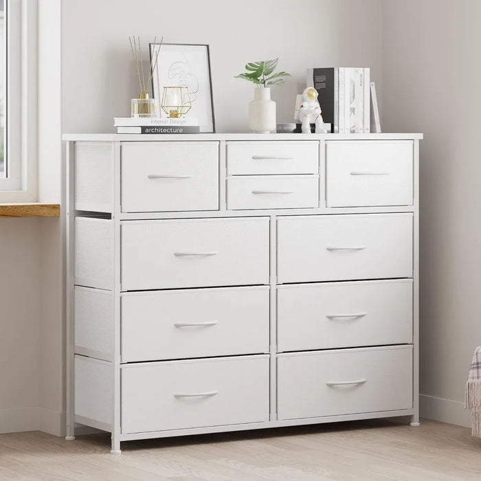 Easy Pull Handle (White) Dressing Table Closets Dresser for Bedroom Furniture Fabric Storage Dressers Drawers for Bedroom Vanity