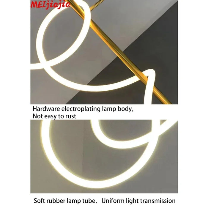 Light luxury dining room lamp modern chandelier led strip bar table lamp designer art hose lamp dining table chandelier