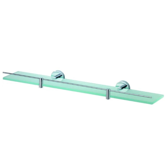 24 inch Modern Opaque Glass Bathroom 1-Piece  Floating Wall Shelf Chrome