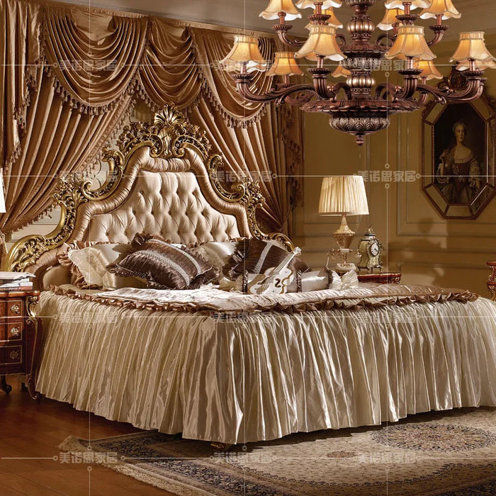 Custom villa bedroom furniture European style double bed solid wood carved princess bed 1.8m wedding bed