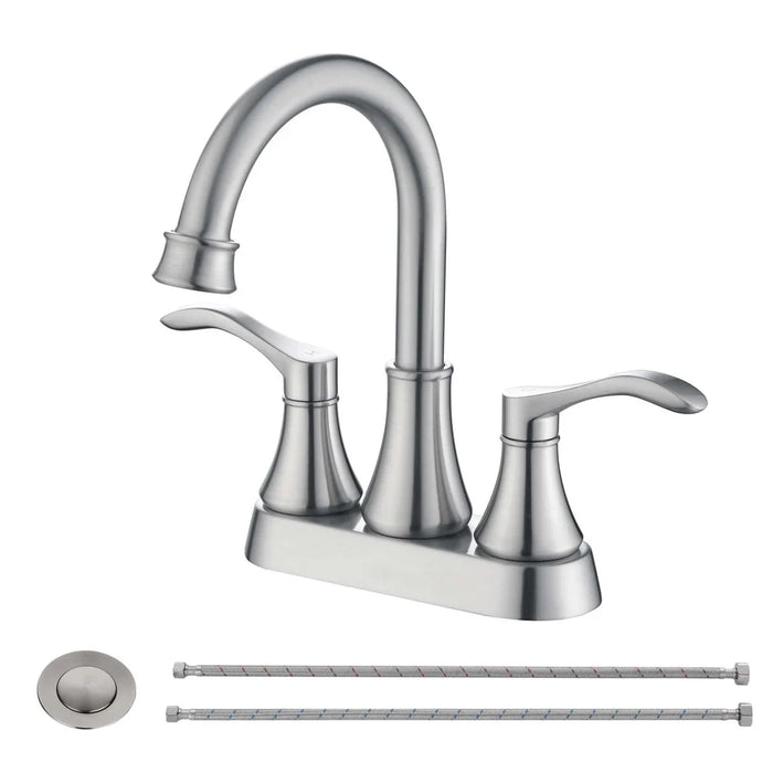 2 Handles Bathroom Sink Faucet 3 Hole Stainless Steel Bathroom Basin Faucet Hot Cold Mixer Shower Head Bathroom Accessories