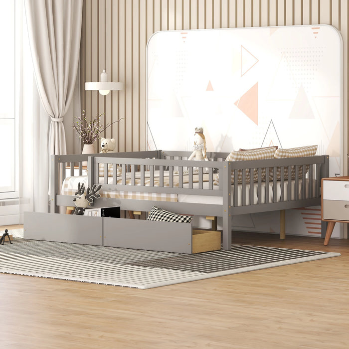 VSOGA Twin Sofa Bed Wooden Bed - With Two Drawers, Assembled Length 79.50cm Assembly Width 57.cm Assembly Height 28.30cm