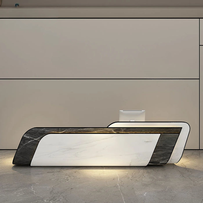 Customized modern and minimalist baking paint for commercial use at the front desk reception desk of the company's hotel