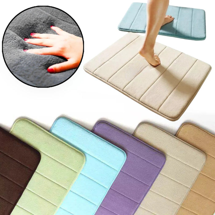 Bath Mat Bathroom Anti-Slip Coral Velvet Rug Kitchen Entrance Carpet Bath Rug Stripe Doormat Water Super Absorbent Floor Mat