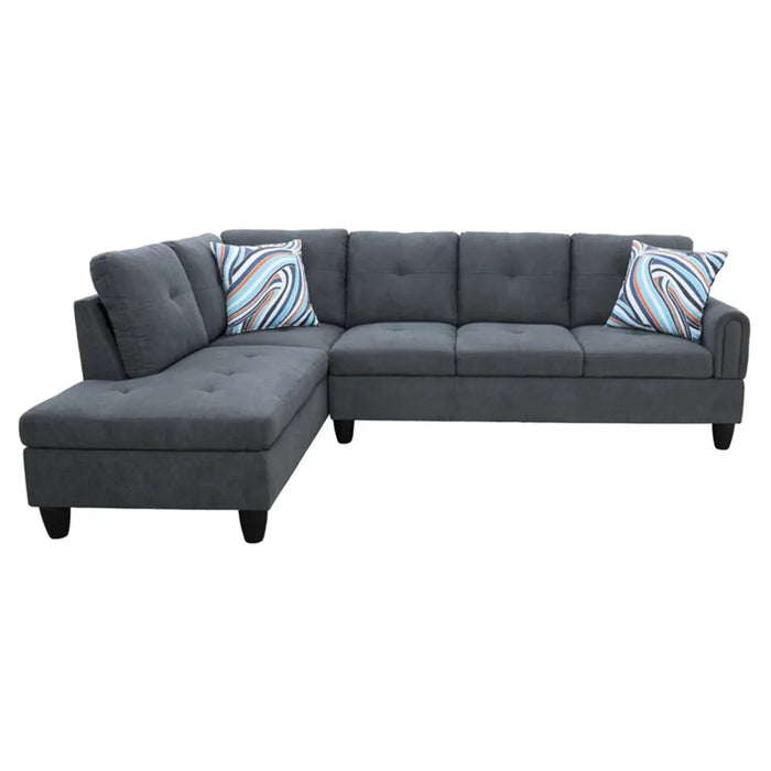 Sectional Sofa, Living Room Couch with Storage Ottoman, Left Facing Chaise, Flannel, Dark Gray