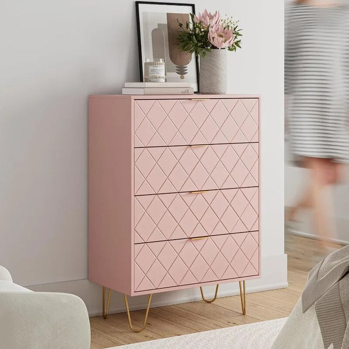 Tall Storage Dresser Chest Cabinet Organizer Unit with Metal Legs, Small Dresser for Bedroom, Living Room, Closet